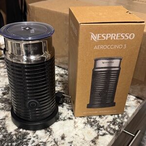 Nespresso Aeroccino 3 Milk Frother - Black with Silver Trim